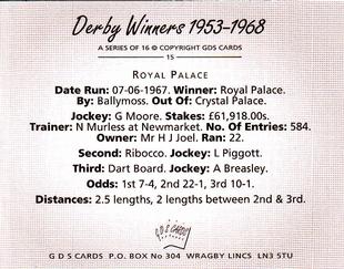 2000 GDS Cards Derby Winners 1953-1968 #15 Royal Palace Back